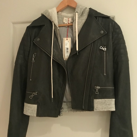 Alice + Olivia Other - Alice and Olivia leather jacket built in hoodie
